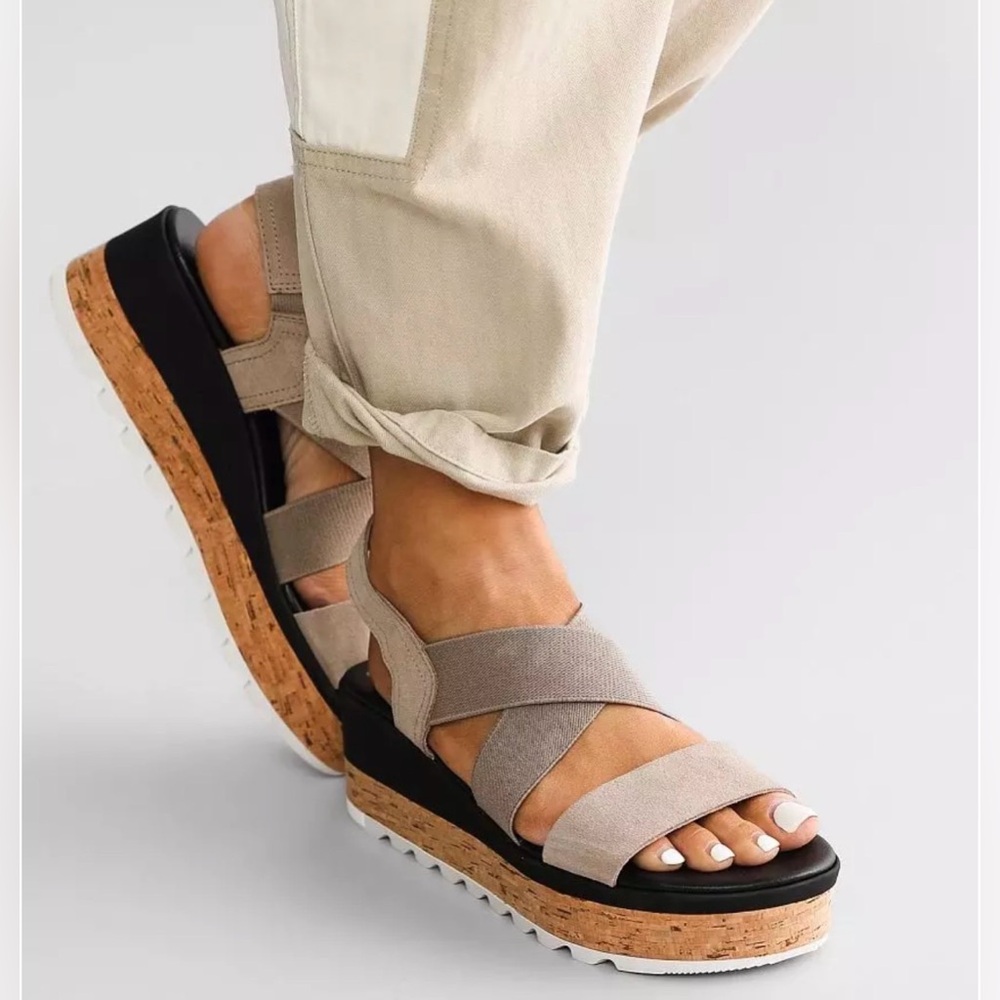 SOREL Women’s Cameron Flatform Leather Sandal Size 9.5 - Picture 7 of 14